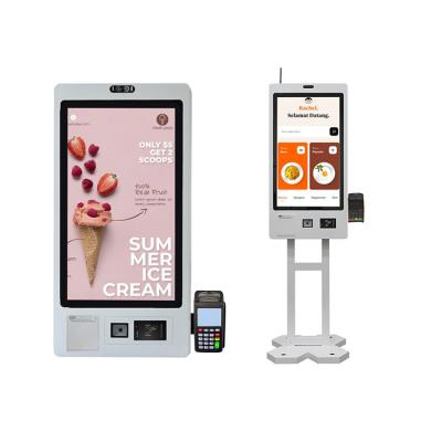 China 21,5-inch touchscreen-informatiesysteem Thermische printer Restaurant interactieve kioskweergave Te koop