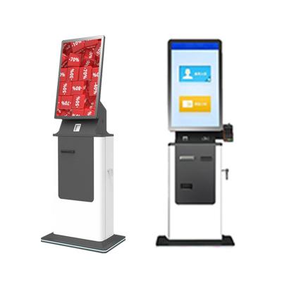 China 27/32 Inch Self Service Kiosk Terminal Impressão de bilhetes Recebimento de cartão de crédito Distribuição de cartão de crédito e passaporte Funções de digitalização à venda