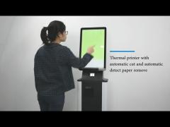 21.5 Inch Self Service Kiosk Touch Screen Vertical Terminal White Query Card