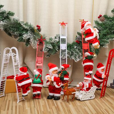 China YIWU ALLSHINE Christmas Climbing Santa Electronic Climbing Ladder Toy Christmas Gift Ideas Eco-Friendly Plush Doll for sale