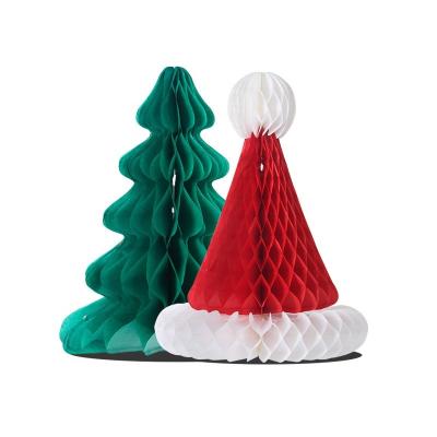 China Christmas Dceoration YIWU ALLSHINE Christmas Dceoration YIWU ALLSHINE Merry Christmas Ornaments Red Green Paper Santa Hats Glass Honeycomb Christmas Tree for sale