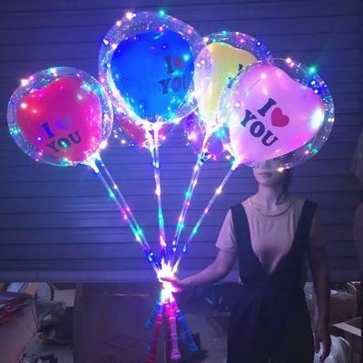 China YIWU ALLSHINE DIY 3D Promotional Cartoon Toy Animal Sticker Balloons Birthday Decoration Party Supplies Led Light Transparent Bobo Balloon for sale