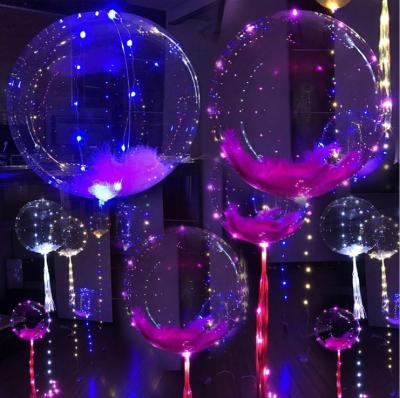 China YIWU ALLSHINE Promotional Toy Bobo Balloon Transparent Clear Stuffing Globos Led Glowing Bobo Balloon for sale