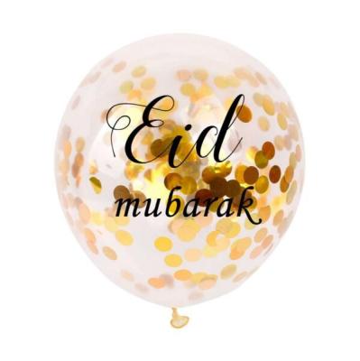 China Beautiful YIWU ALLSHINE Muslim Latex Balloons Eid Mubarak Balloons Party Decoration Supplies Ramadan Decorations Gold Sequins Confetti for sale