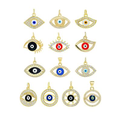 China CLASSIC Hot Selling Ladies Gold Plated Eye Pendant Jewelry Accessories Hand Set Zirconia Trendy Necklace Pendant for sale