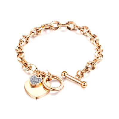 China CLASSIC High Quality Women's Titanium Steel Bracelet Jewelry Love Pendant Design Gold-plated Personalized Decoration for sale