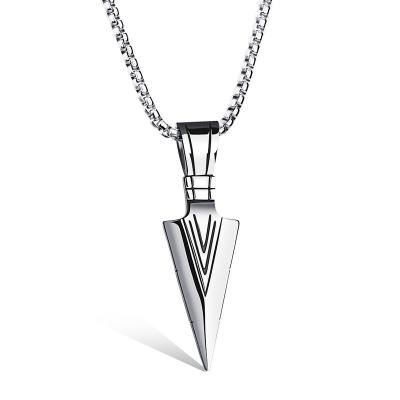 China Hiphop Hot Sale Creative Personalized Arrowhead Pendant Men's Fashion Stainless Steel Titanium Steel Pendant Necklace for sale