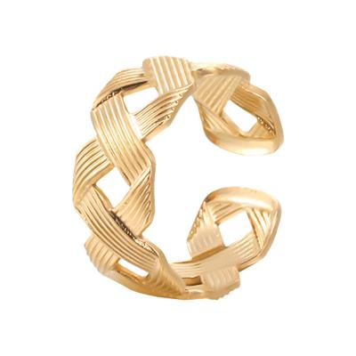 China Durable Newest European American Fashion Stainless Steel Gold Plated Female Geometric Type Ring Daily Wear Decoration for sale