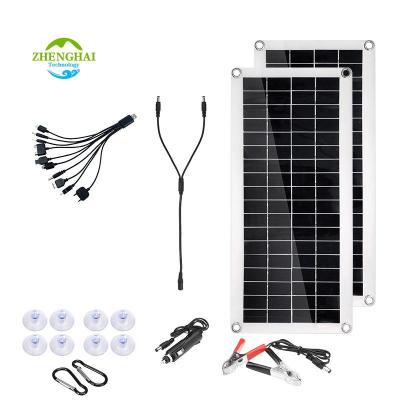 China Solar Power System 50W Portable Solar Panel Kit Complete 18V USB With 10A 60A Controller Solar Cells For Car Yacht RV Boat Phone Battery Charger for sale