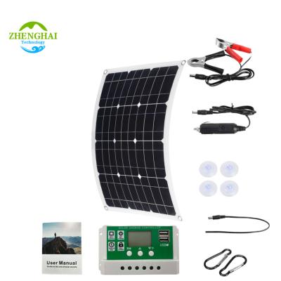 China Solar Power System Monocrystalline Solar Panel Kit RV Car Boat Camping Battery Waterproof with 100A Solar cell Charge Solar Charger Home System for sale