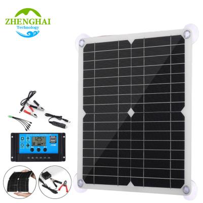 China Solar Power System 12W 12V Semi-Flexible Monocrystalline Solar Photovoltaic Panel with 100A Controller For RV Car Boat Camper Portable Solar cell for sale