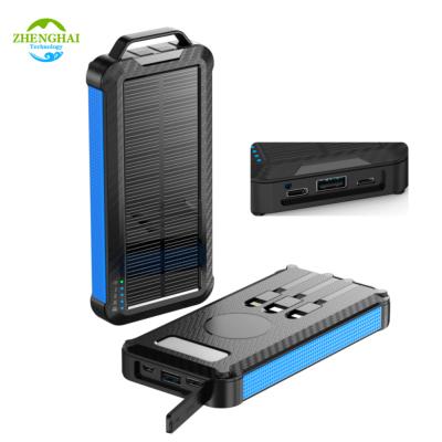 China Quick Charge Support New Solar Panel Mobile Powerbanks Wireless charging 10000mah Outdoor Charger Portable high capacity Solar Power Bank for sale