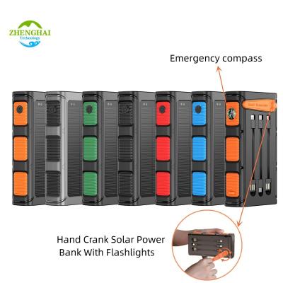 China Quick Charge Support 30000Mah Hand Crank Generator Portable Solar Dynamo Power Bank Outdoor Emergency Power Bank Solar Charger Powerbank for sale