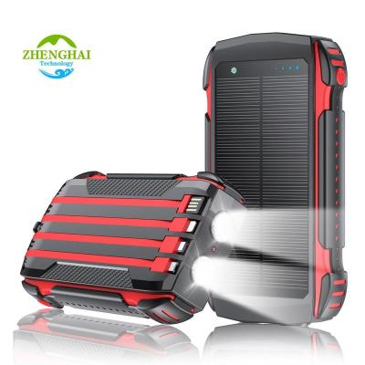 China Quick Charge Support 20000mah Power Solar Charger Battery Waterproof Outdoor Power Bank with Detachable Cable High Quality Solar Powerbank For Phone for sale