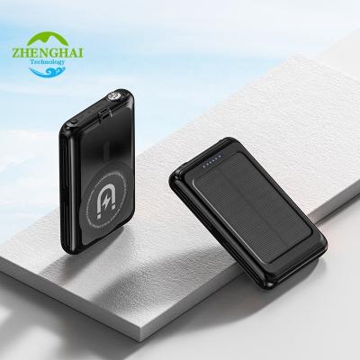 China Quick Charge Support Mini Top Sell Portable Charger Waterproof 5000mah Magnetic Wireless Solar Charging Powerbank For Mobile Cell Solar Power Bank for sale