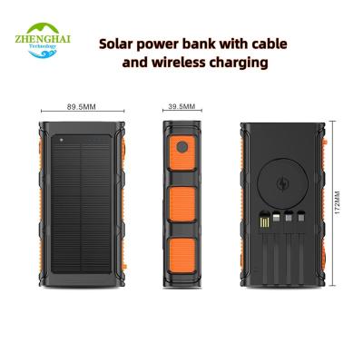 China Quick Charge Support 2023 Larger Capacity 20000mah Solar Wireless Charger Portable Fast Charging Outdoor solar Panel power bank for mobile phone for sale