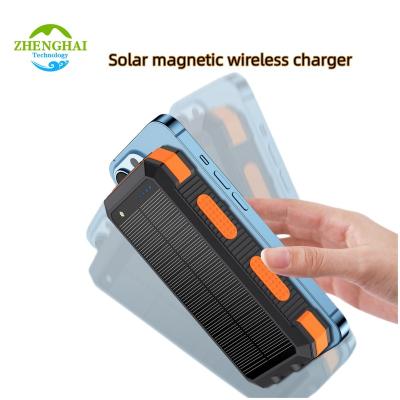 China Quick Charge Support Magnetic Wireless Solar Charger Solar Portable Energy Power Bank 10000mah with LED Camping Light Outdoor Powerbank Fast Chargin for sale