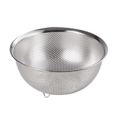 China New Design Food Grade Stainless Steel Strainer Filter Set Viable Round Fruit And Vegetable Drainage Basket Leaking Net for sale