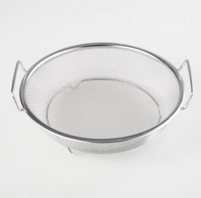 China High Quality Viable Stainless Steel Wire Mesh Frying Basket Strainer Colander For French Fries Strainer With Handle Low Colander for sale