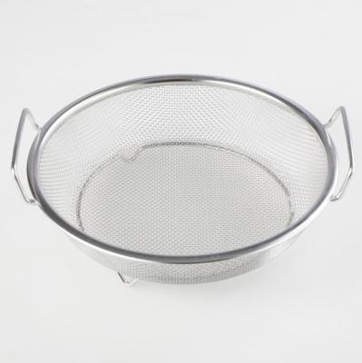 China Viable Round Fine Basket Food Storage Basket Stainless Steel Mesh Colander Strainer Set Drain for sale