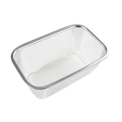 China Sustainable Kitchen Food Grade Stainless Steel Square Fine Mesh Colander Self Draining Filter Set Drain Basket for sale