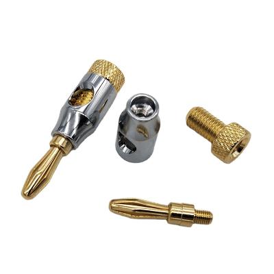 China audio & Video 24K Gold Plated Straight 4mm Banana Plug Male Speaker Audio Connector for sale