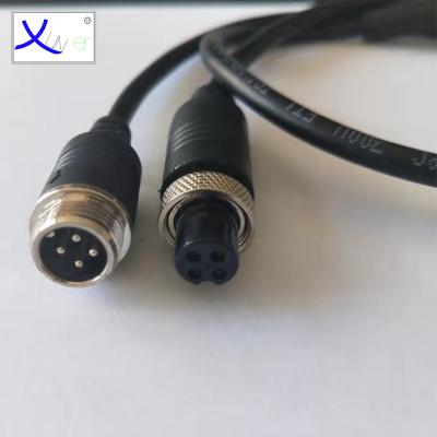 China audio & Pre-made Vehicle CCTV Video Extension Video Cable 4 Pin Aviation Connector Mini Din for sale