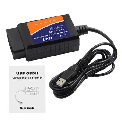 China For Most OBD2 Vehicles Support Multi-Brands CAN-BUS Mini OBDII OBD2 V1.5 Compatible All OBD2 Protocols Same As ELM327 USB Scanner for sale