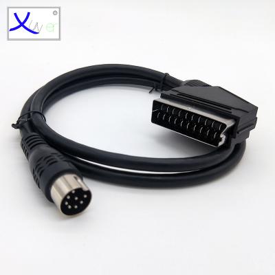 China Multimedia multimedia use video cable male scart to mini 8pin 8 pin din for sale