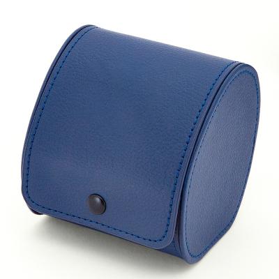 China Blue Leather Fancy Leather Watch Box Packaging For Wristwatches Custom Logo With Pillow for sale