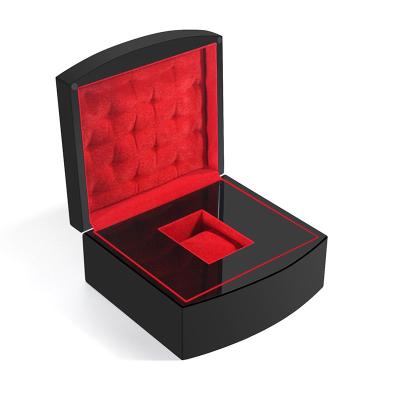 China Simple Watch Display Luxury Black Wooden Brand Watch Packaging Gift Box Set With Pillow Custom for sale