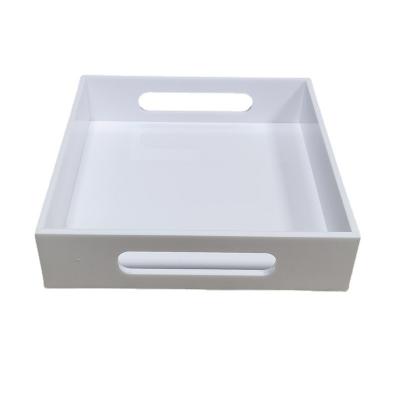 China Tray Makeup Organizer Acrylic Toiletry White Acrylic Cosmetic Tray for sale