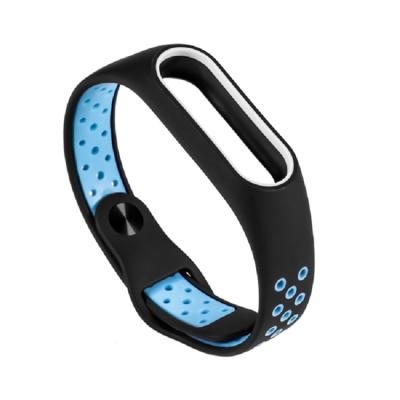 China For apple iwatch OEM free sample double cavity color breathable MI Band 4 silicone watch strap MI 2/3 strap with factory for sale