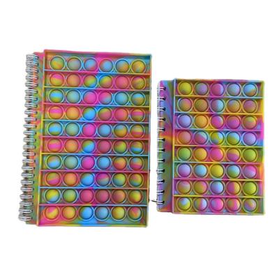 China Push Bubble Stress Reliver Notepad Silicone Noise Spiral Cover Silicone A6 Size Antistress Notebook For Autism Relief for sale