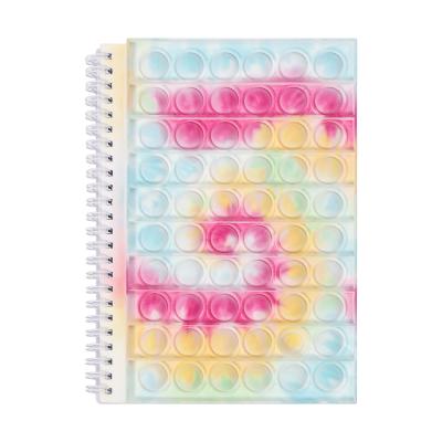 China Spiral Print Tie-Dye Jumping Finger Bubbles Cover Notebook Lift Silicone Covers Decompression Busy Person A5 Notebook for sale