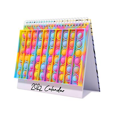 China Table Calendar Wholesale 2022 Amazon Hot Person Autism Relieve Silicone Bubble Cover Toy Home Office Stand Table Monthly Desk Calendar for sale