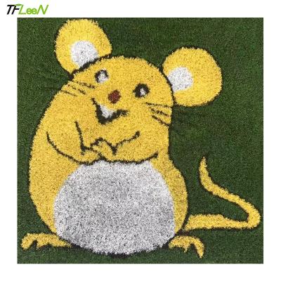 China PP+PE Cartoon Picture DIY Artificial Grass Carpet Straw Mat Square Living Room Artificial Grass Lawn for sale