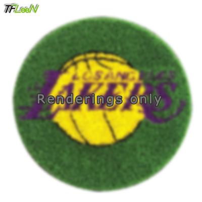 China Waterproof Artificial Grass Mat Sports Team Logo Embroidered Floor Grass Mat Plastic Grass Mat for sale