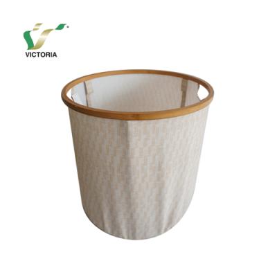 China Qingdao Victoria Foldable Bamboo Frame Fabric Sustainable Storage Basket For Household for sale