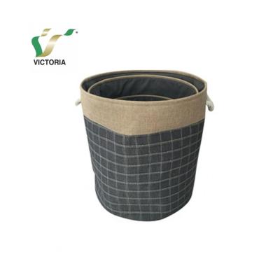 China Sustainable Printed Jute Basket with Cotton Rope Handle for sale