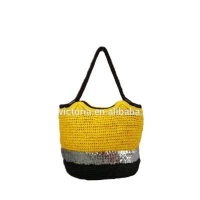 China Fashion Wholesale Summer Elegant Colorful Paper Straw Woven Shoulder Bags For Women Tote Handbags for sale