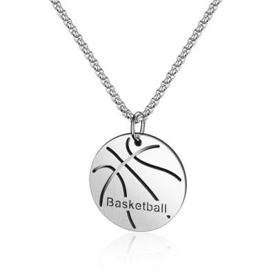 China Environmental Friendly Creative Basketball Stainless Steel Fashion Sports Fashion Necklace Pendant Jewelry for sale