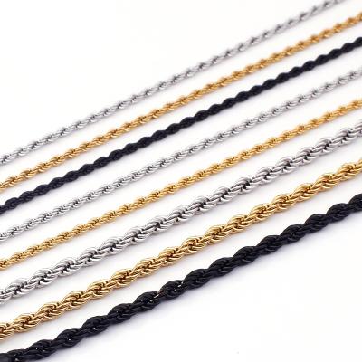 China Environmental Friendly Rope Platinum Bulk 18k Gold Plated Stainless Steel Link Chain Dubai Flat Top Roll Jewelry Bulk Necklace For Men's Twisted Chains for sale