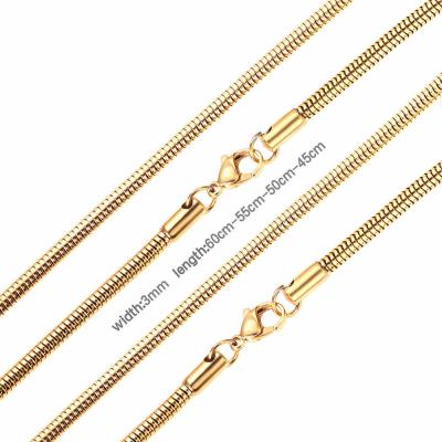 China Environmental Friendly Hip Hop Chains Necklace High Polished No Fade Stainless Steel Gold Silver Long Color Snake Twist Necklace Necklace for sale