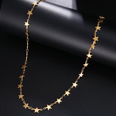 China Hot Selling Environmentally Friendly Star Pentagon Necklace Pendant Stainless Steel Chain Necklace Non-fading Jewelry for sale