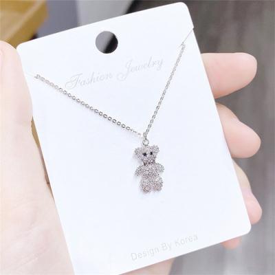 China Simple Bone Chain Teddy Bear Necklace Female Fashion Environmentally Friendly Accessories and Cute Jewelry Necklace for sale