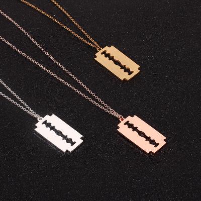 China Unique European American Style Design Razor Blade Hip Hop Street Couples Pendant Necklaces Environmentally Friendly for sale