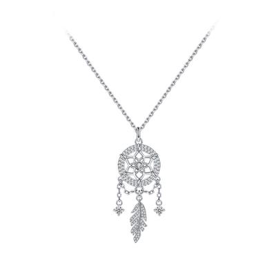 China New 2021 Hot Sale Environmental Friendly Metal Dream Catcher Pendant Necklace Diamond Pendant Necklace for sale