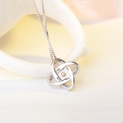 China 2021 Design Brand New Environmental Friendly 925 Square Zircon Necklace Women's Silver Pendant Necklace For Women for sale