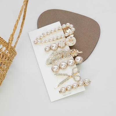 China Hair Accessary Fashion Pearl Hair Clip Set For Women Girls Hair Accessories Wholesale Hairpins For Lady Elegant Girl Barrettes for sale